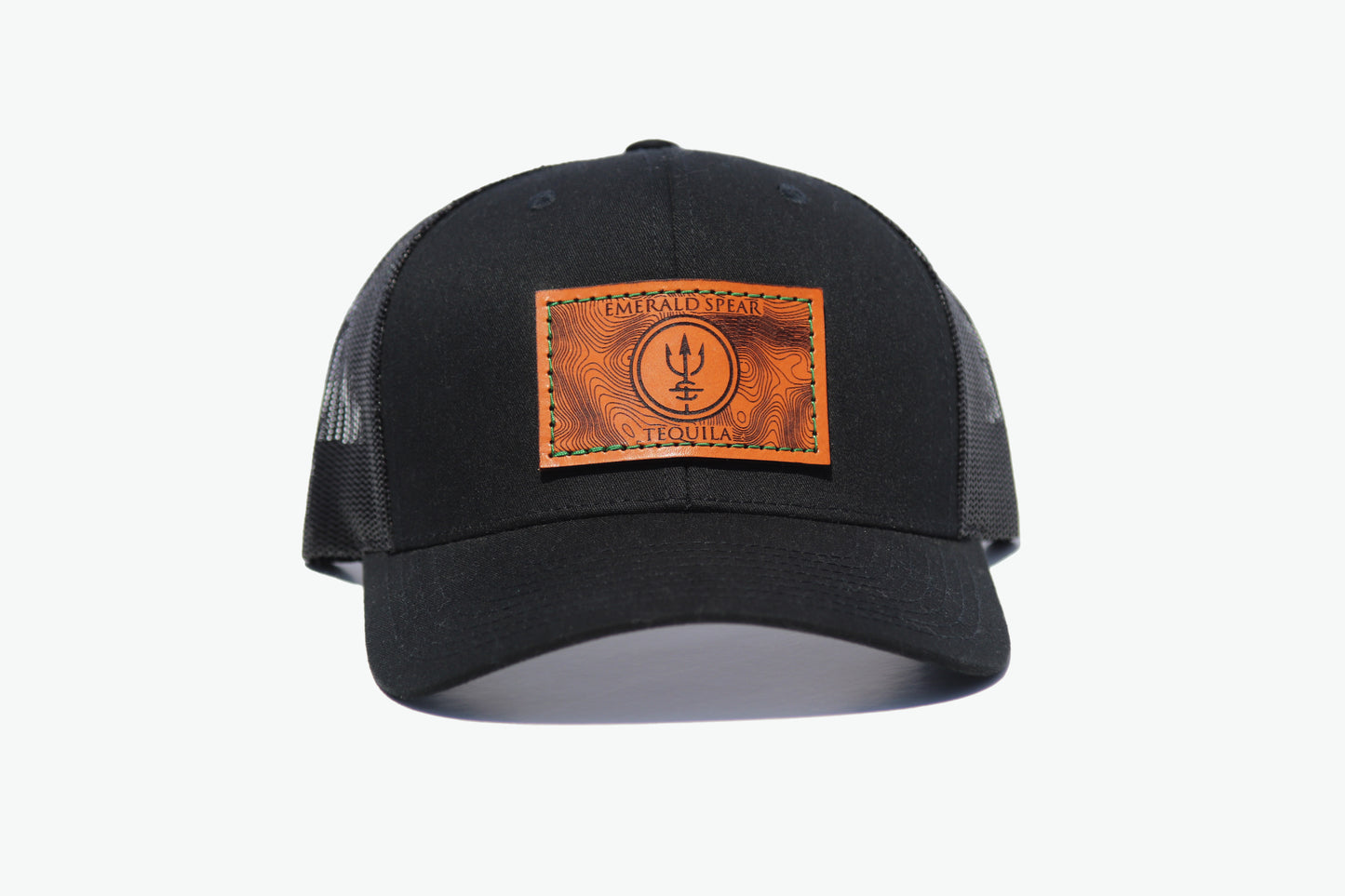 Emerald Spear Leather Patch Hat - Black