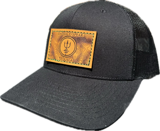 Emerald Spear Leather Patch Hat - Black