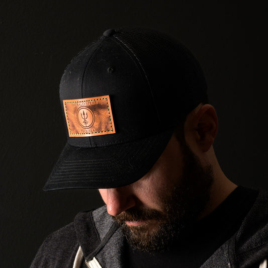Emerald Spear Leather Patch Hat - Black - Presale